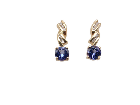 A pair of Tanzanite & Diamond Drop Earrings