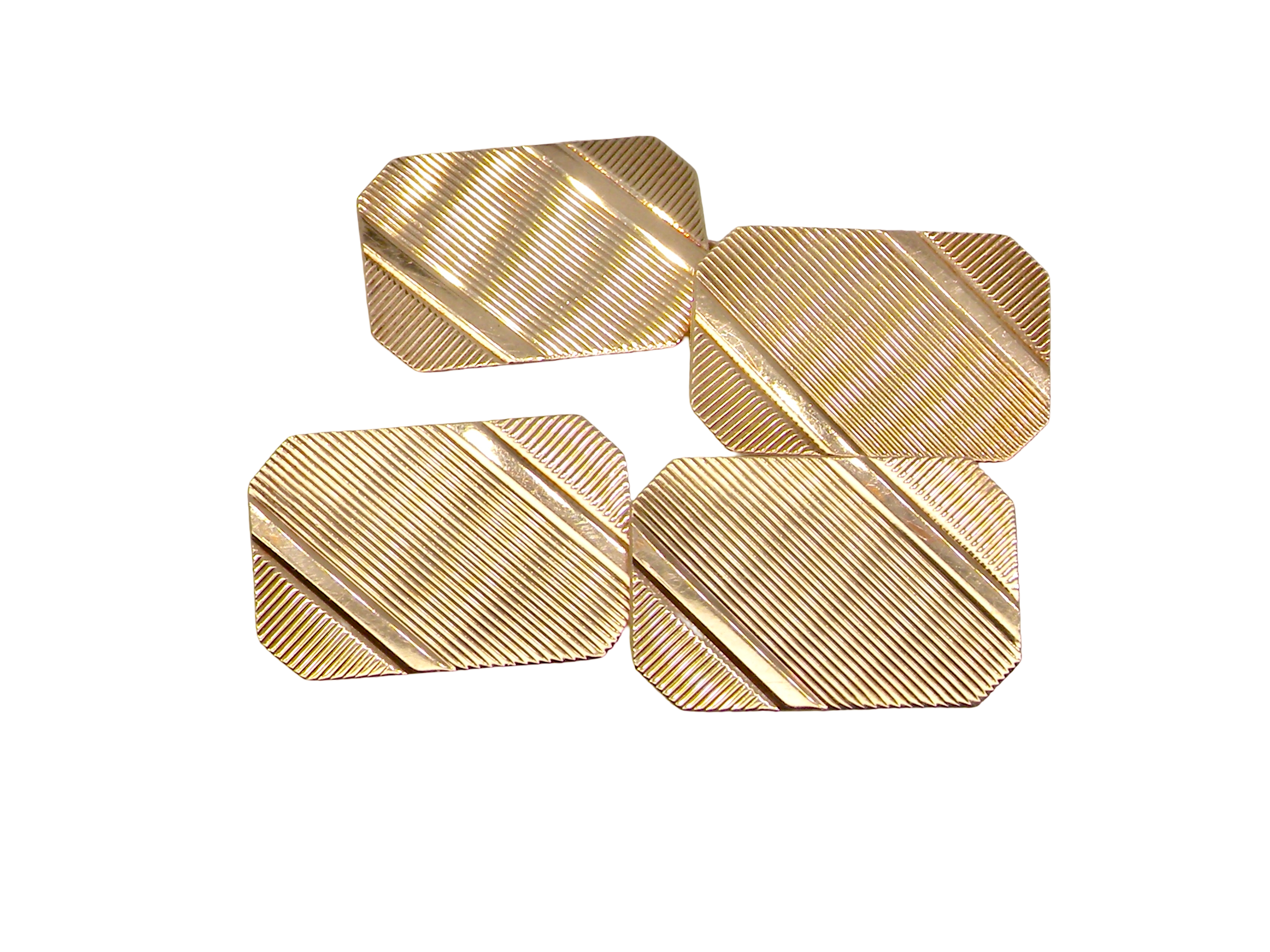 A pair of double link cufflinks. Each rectangular in shape, measure 18x12mm.&nbsp;