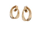 A pair of multi hoop earrings. Concentric bands in an oval shape, measure 34x22mm, weight each 2.2grams
