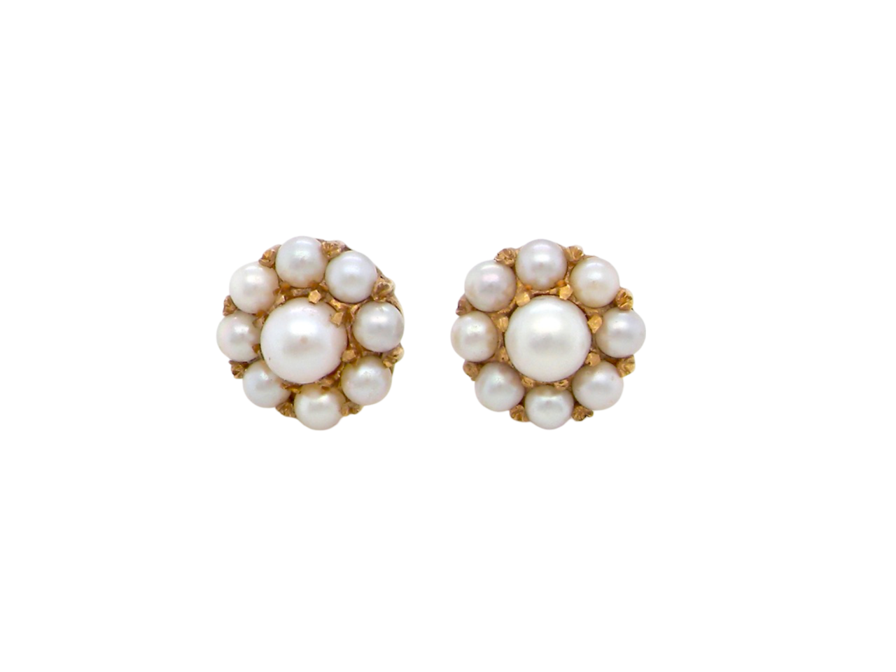 A pair of pearl cluster earrings