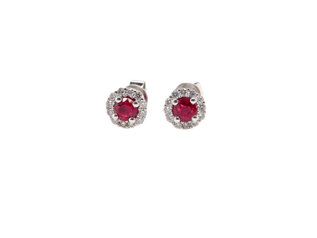 A pair of ruby and diamond earrings