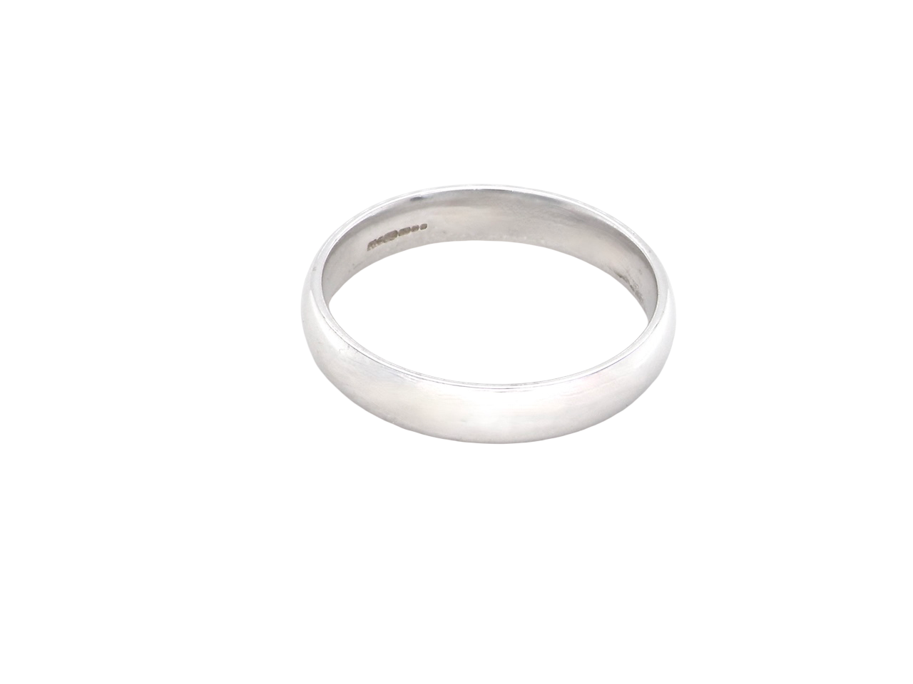 A plain 18 carat white gold wedding ring