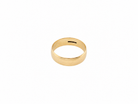 A simple gold band ring with a flat, polished surface, shown on a plain white background.