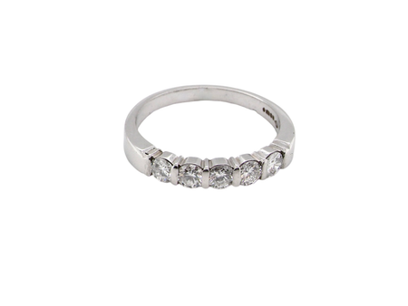 A  platinum diamond half eternity ring