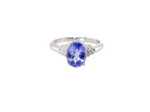 A pretty 18 carat white gold ring that features an AAA Tanzanite gem stone. Displaying tones of purple and lilac the stone is oval cut at around 8x6mm (1.47 carat approx)
