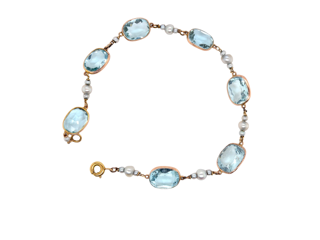 A pretty antique Aquamarine and Pearl bracelet