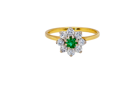 An Emerald and Diamond cluster ring