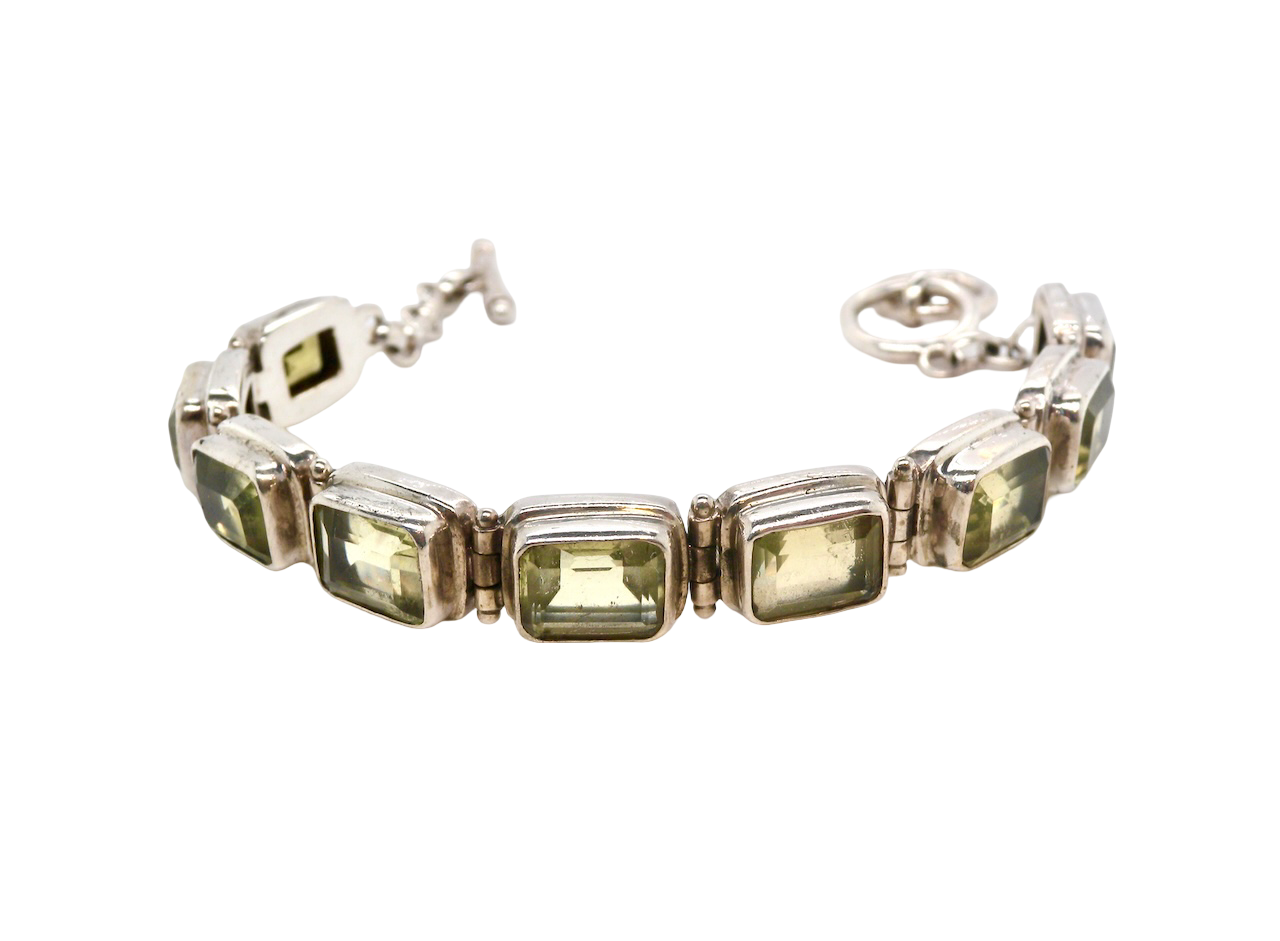 A silver Peridot bracelet
