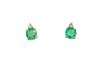 A simple pair of 9 carat gold stud earrings. emerald and diamond