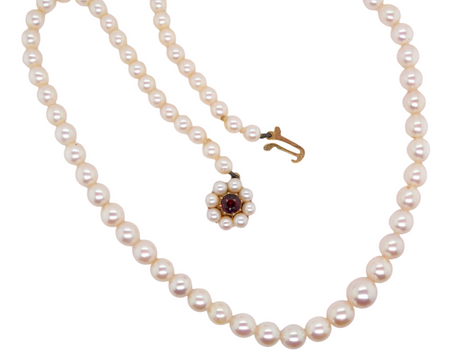 A single row of cultured pearls