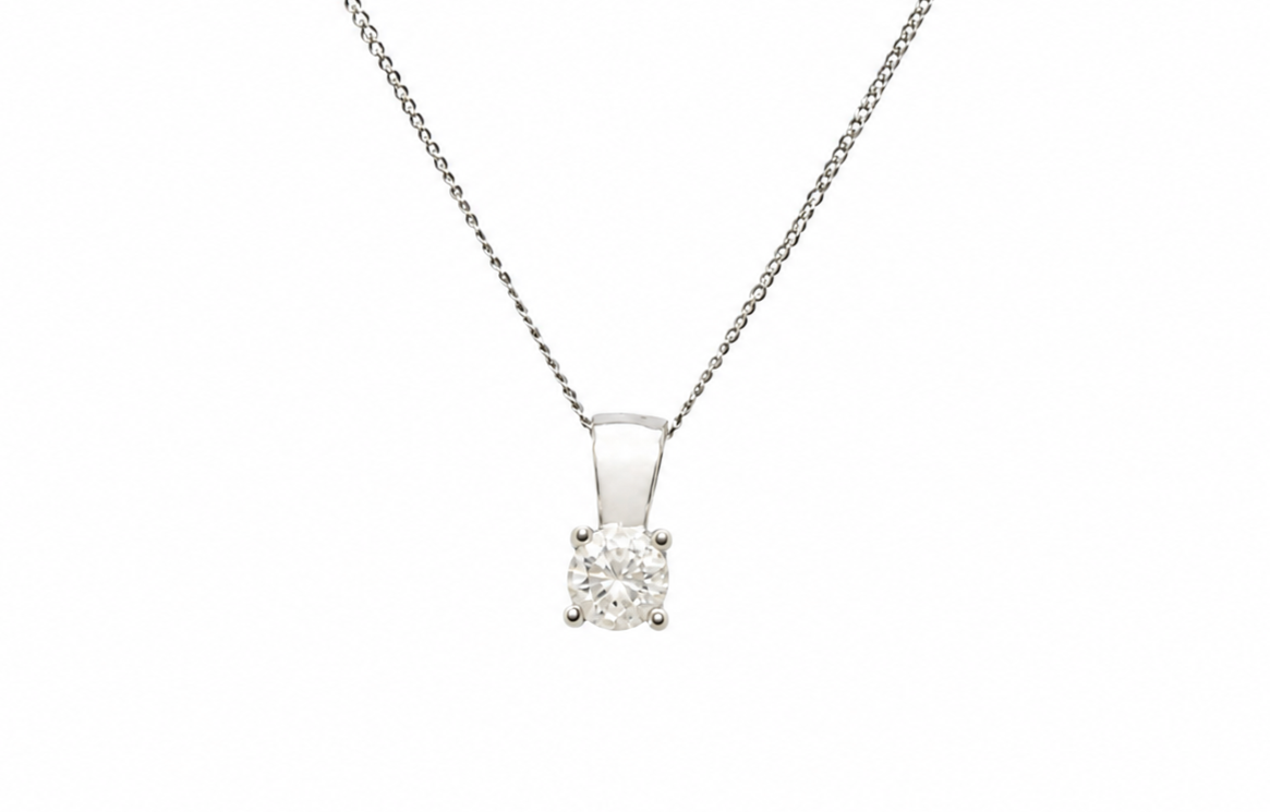 A solitaire diamond pendant