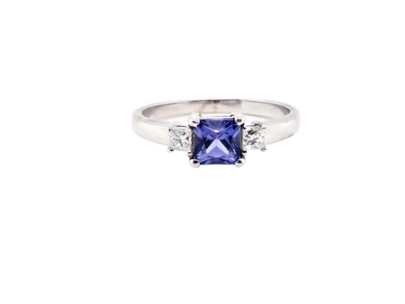 A Tanzanite and Diamond three stone ring