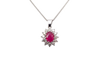 A striking and elegant pendant crafted in 18-carat white gold, showcasing a vibrant oval-cut ruby of approximately 2.00 carats 
