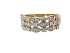 A striking half-hoop style ring three diamond-set bands