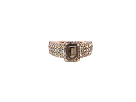A Le Vien chocolate quartz and diamond ring