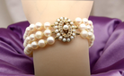 A stunning three row pearl bracelet