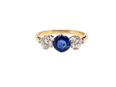 A three stone Sapphire and Diamond ring