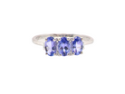 A three stone Tanzanite ring