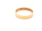 A traditional 18 carat gold wedding ring.

A flat to a slight D shape profile, width Weight 2.2grams.
