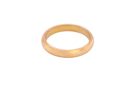 A simple, polished gold band ring with a smooth, matte-textured finish, shown on a plain white background.