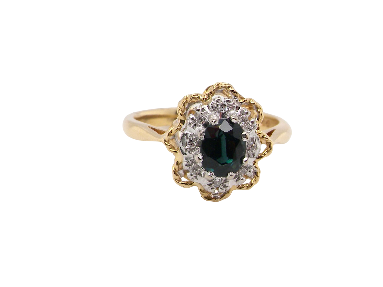 A traditional Sapphire and Diamond cluster ring