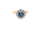 A traditional round cluster- Sapphire and Diamond