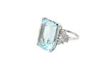A truly spectacular vintage statement ring, centred with an impressive rectangular-cut aquamarine of exceptional proportions. Measuring approximately&nbsp;18 x 13mm with a depth of 11mm, the aquamarine is estimated to weigh around 18 carats side
