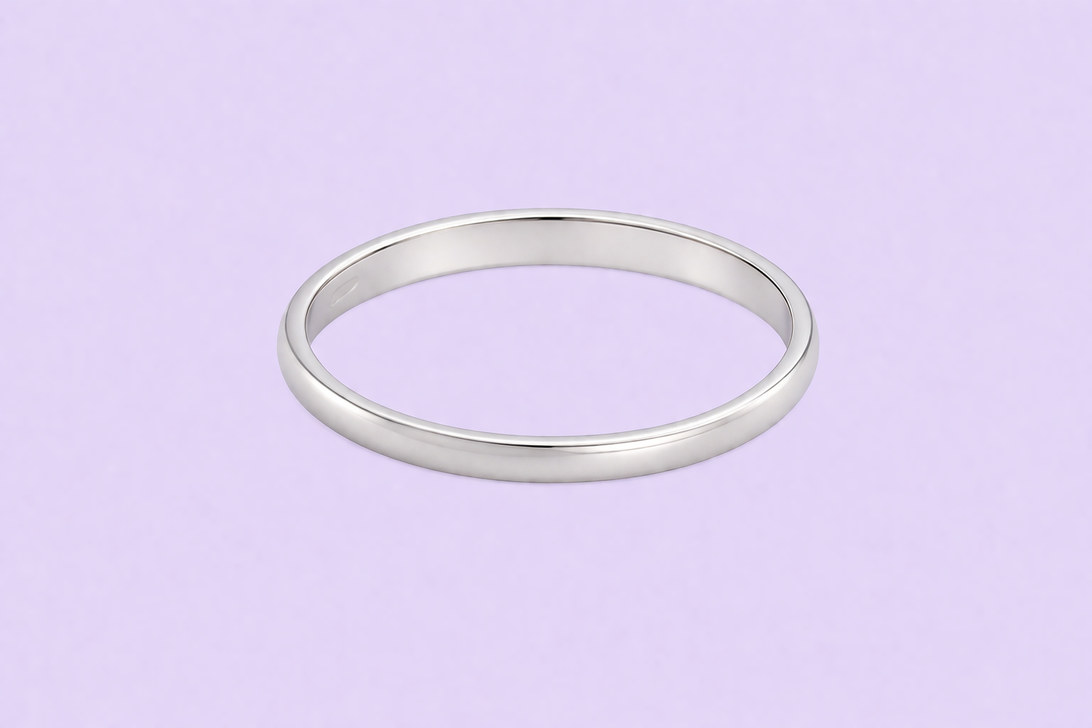 A very narrow wedding ring. Plain finish, width 2mm.
