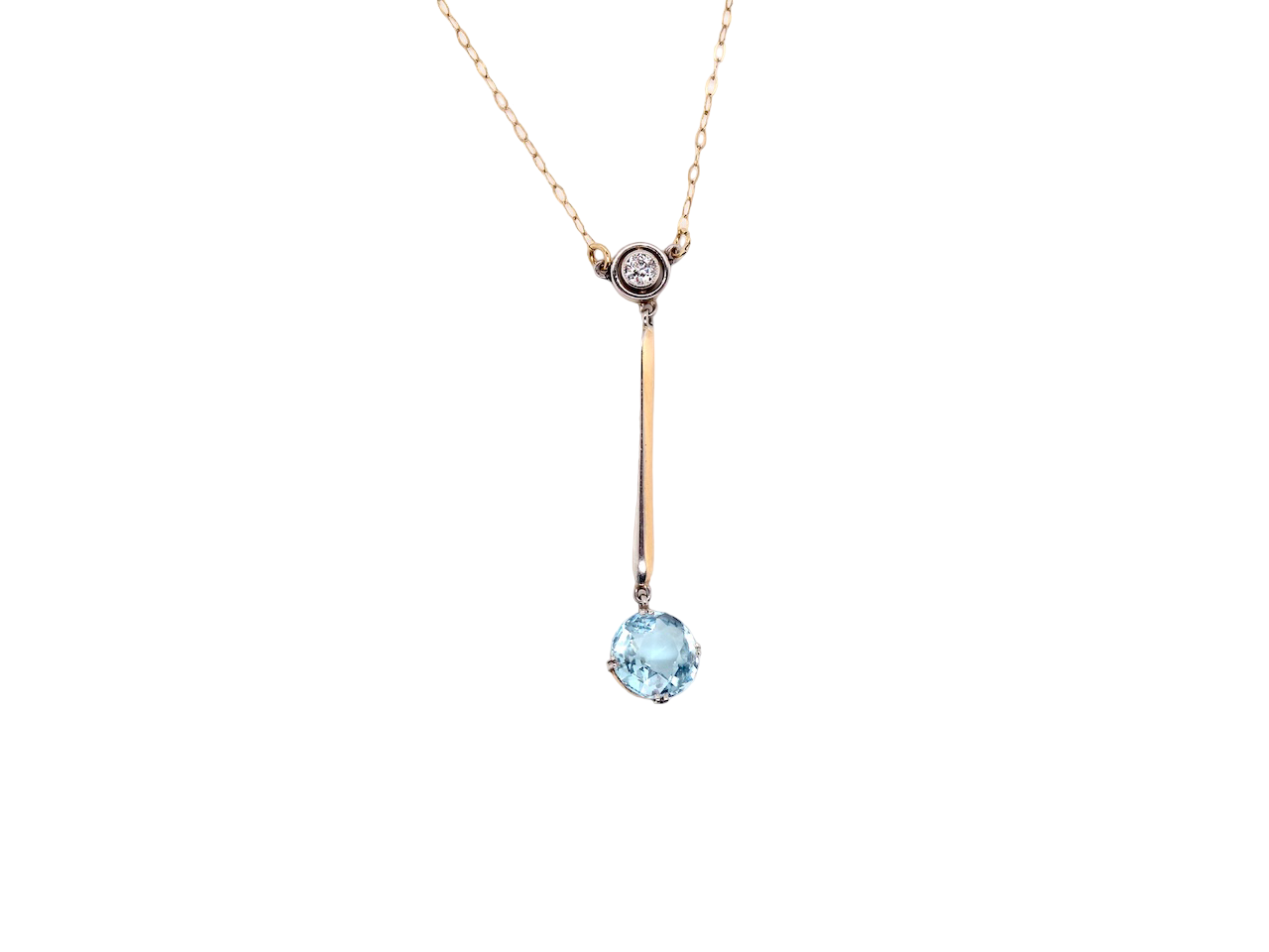 A vintage Aquamarine and Diamond pendant