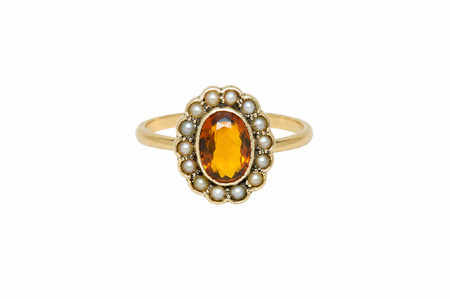 A vintage citrine and diamond ring