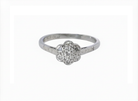 A vintage white gold diamond cluster ring