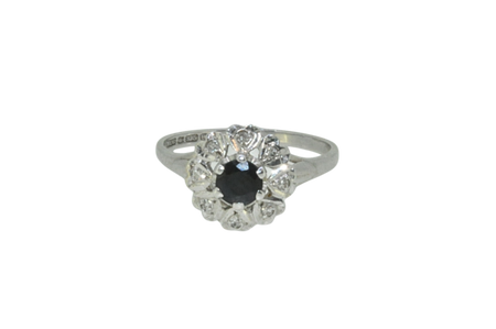 A vintage sapphire and diamond cluster ring
