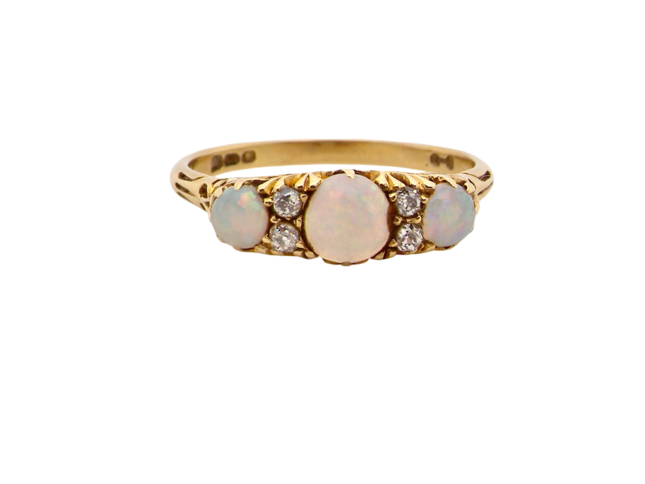 A vintage opal and diamond ring