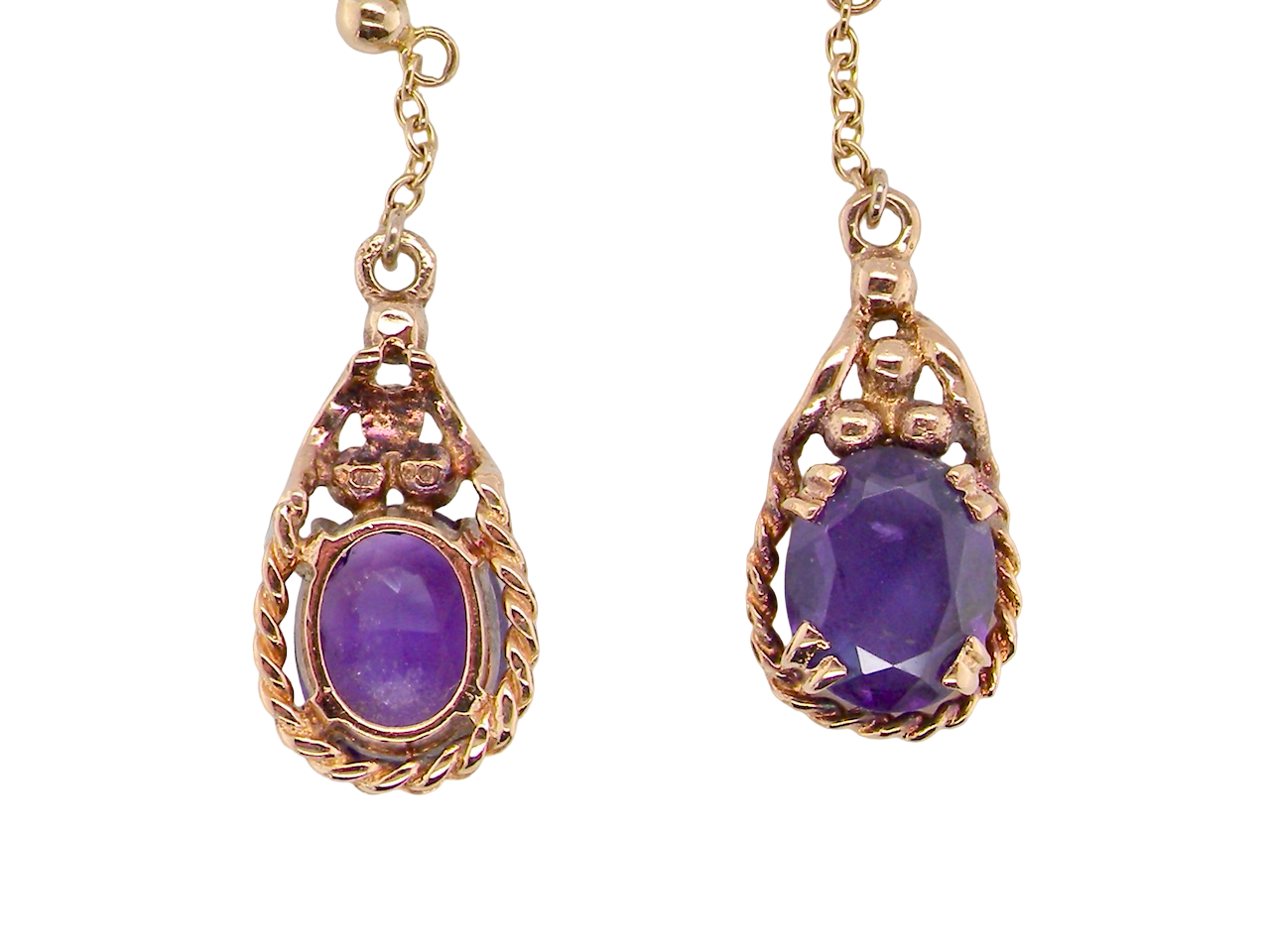 A vintage pair of amethyst drop earrings
