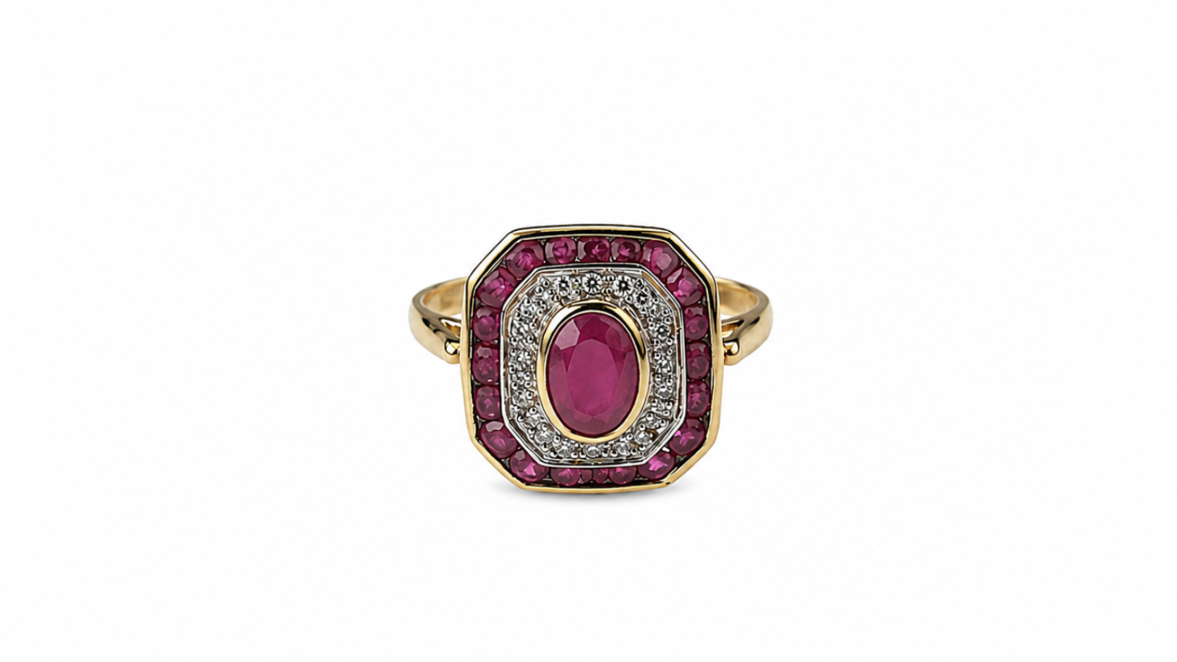 A ruby nd diamond cluster ring