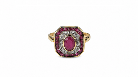 A ruby nd diamond cluster ring