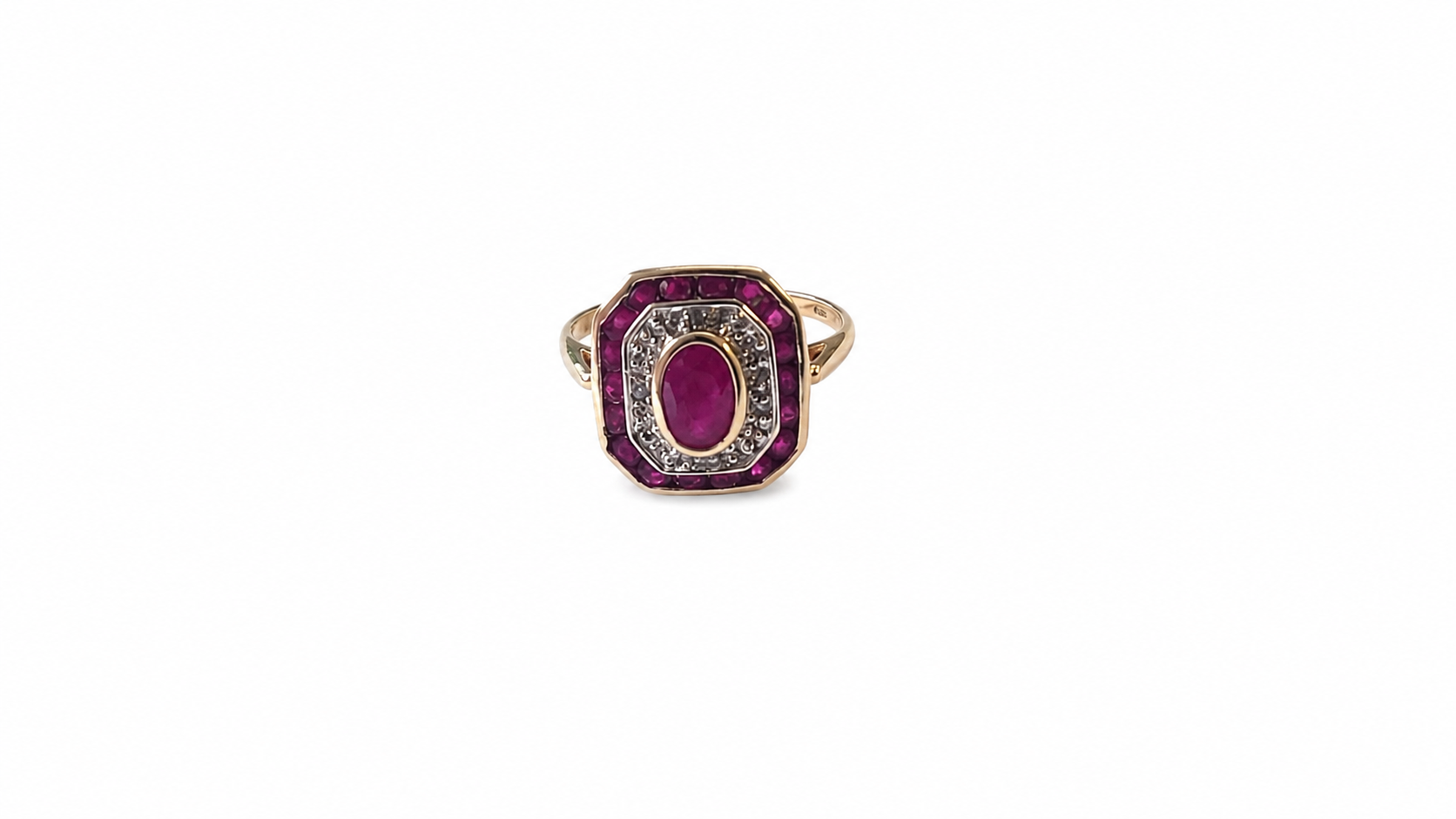 Vintage ruby diamond panel ring