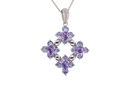 A white gold amethyst and tanzanite pendant