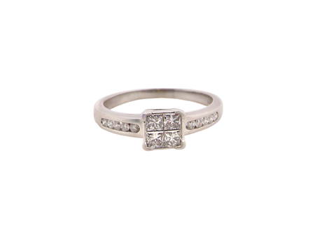 A white gold princess cut diamond ring