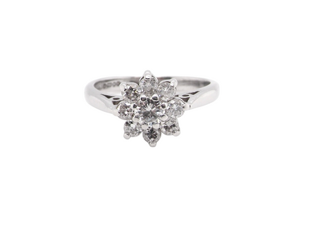 A white gold Diamond Cluster Ring