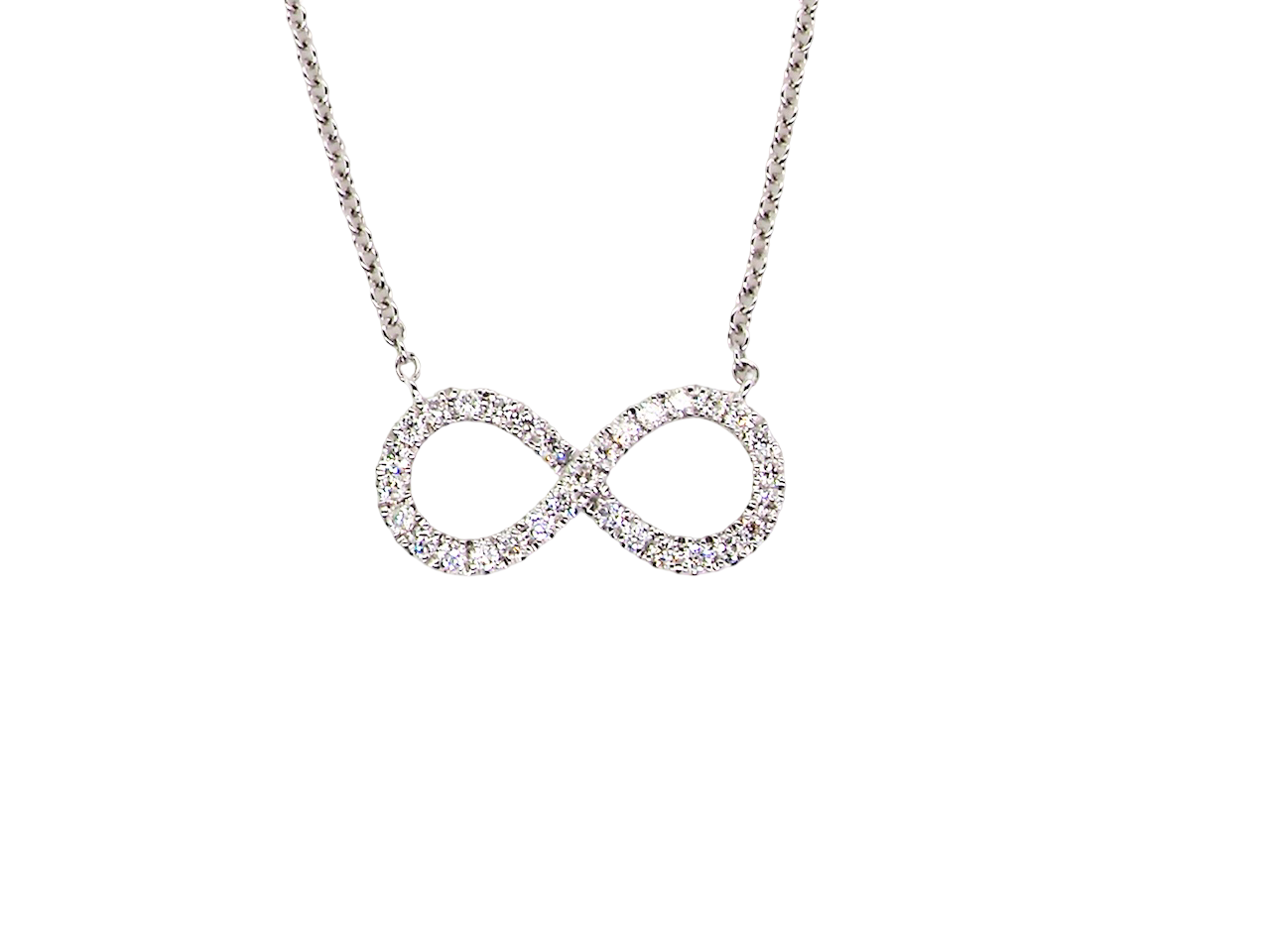 An 18 carat white gold Diamond 'Infinity' pendant