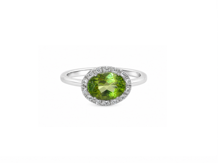 A Peridot and Diamond cluster ring