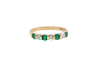 Emerald and diamond half eternity ring