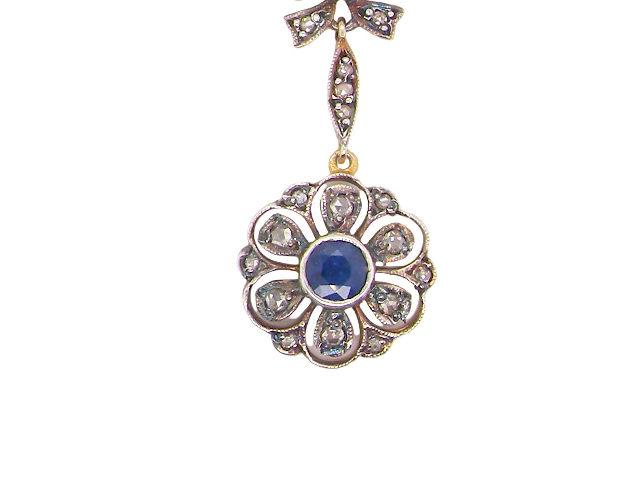 An Antique Edwardian Sapphire & Diamond Pendant 