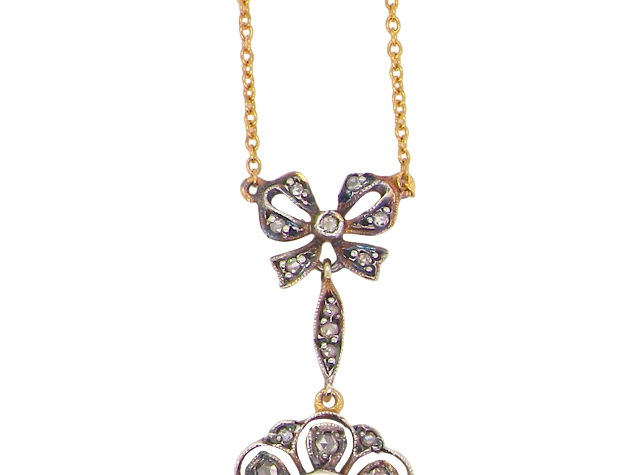 An Edwardian Sapphire & Diamond Pendant – 15ct Gold, c.1900