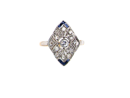 An Art Deco Sapphire and Diamond ring