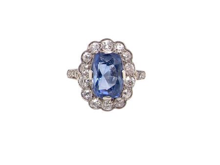 An Art Deco Sapphire and Diamond cluster ring