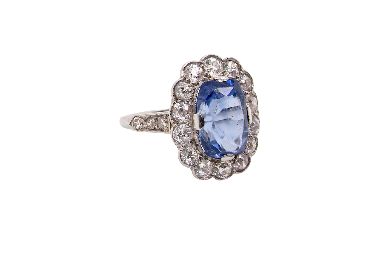 An Art Deco Sapphire and Diamond cluster ring