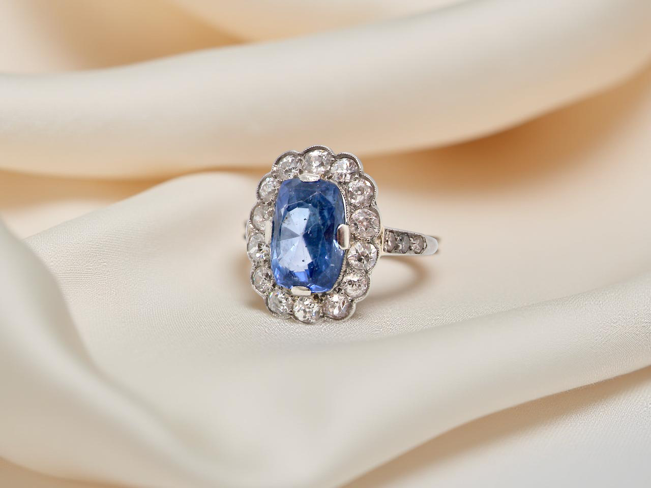 An Art Deco Sapphire and Diamond cluster ring