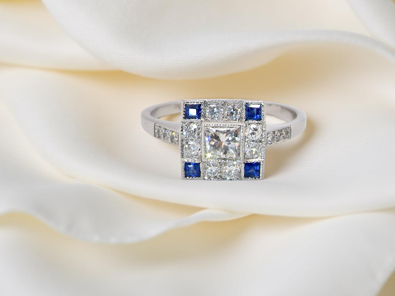 An Art Deco Style Platinum Cluster Ring